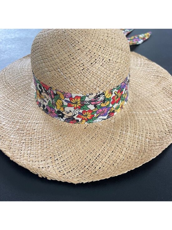 Disney Womens Vintage 90s Tropical Sun Hat Size OS Straw Mickey Floral Resort main image 5